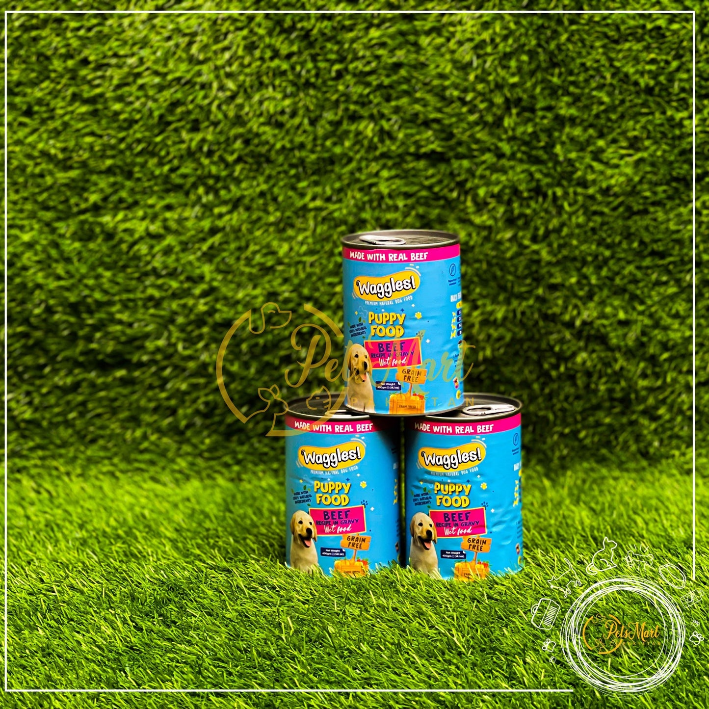 Waggles Dog Wet Food Tins in Four Different Flavors - Pets Mart Pakistan