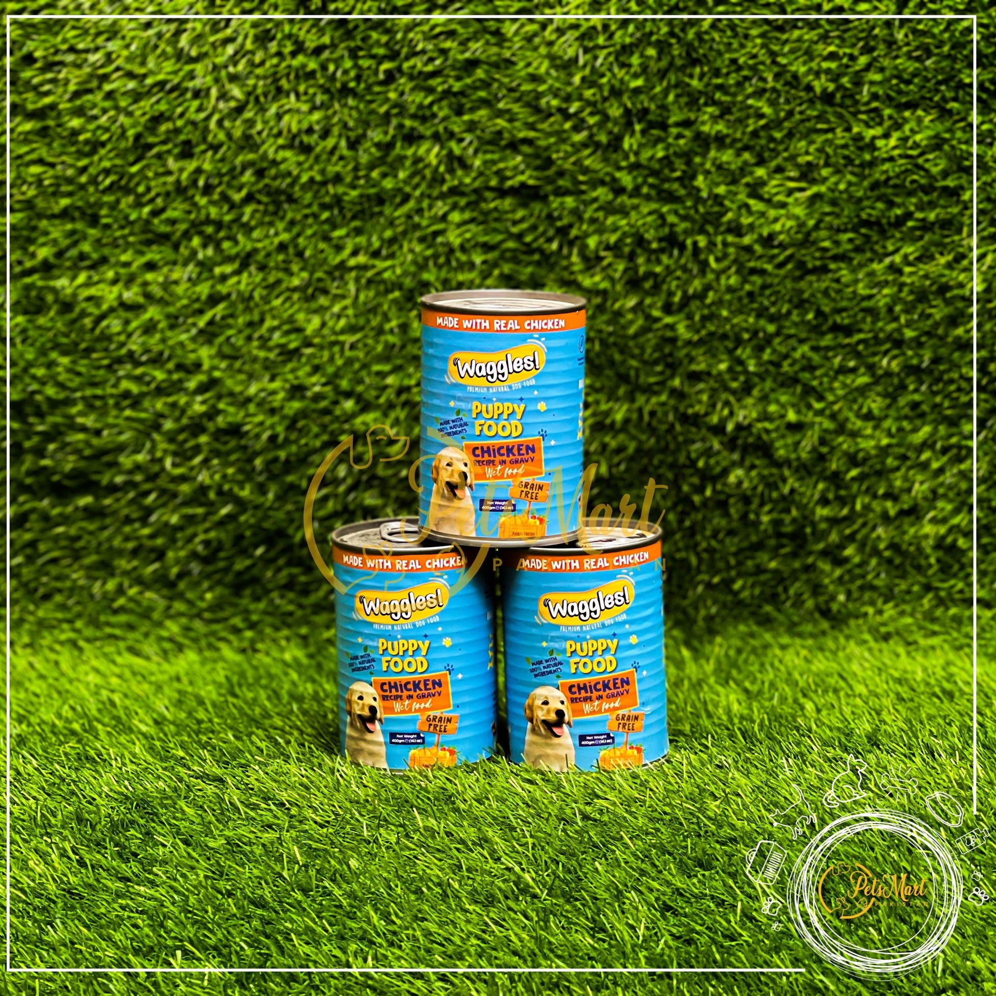 Waggles Dog Wet Food Tins in Four Different Flavors - Pets Mart Pakistan