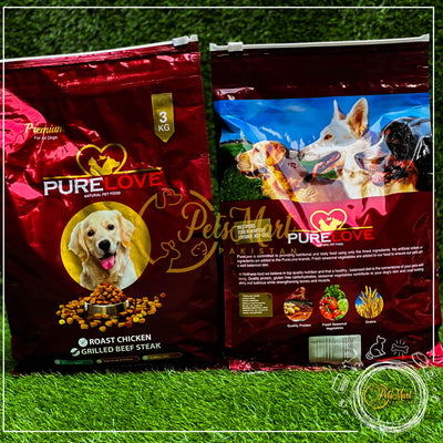 Pure Love Adult Dog Dry Food in 500g & 3Kgs in Two Different Flavors - Pets Mart Pakistan